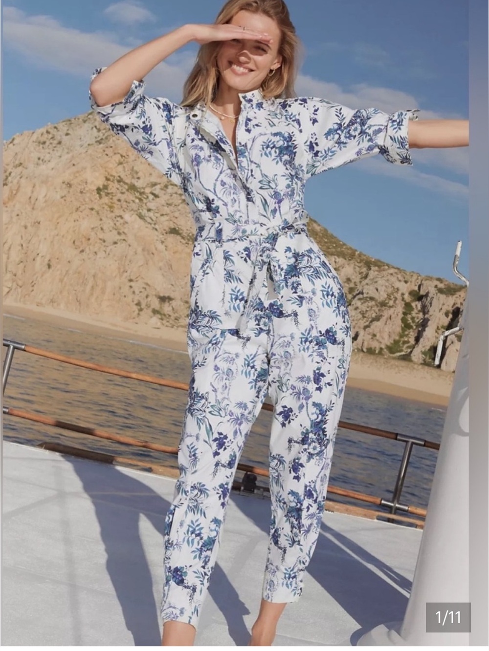 NWT Anthropologie size 0 Lucienne jumpsuit in blue floral